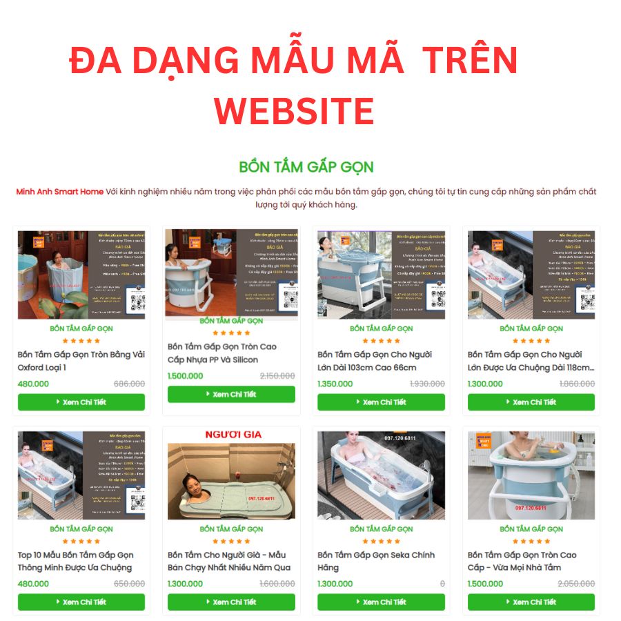 Các mẫu bồn tắm nhựa gấp gọn trên website giadungminhanh.com